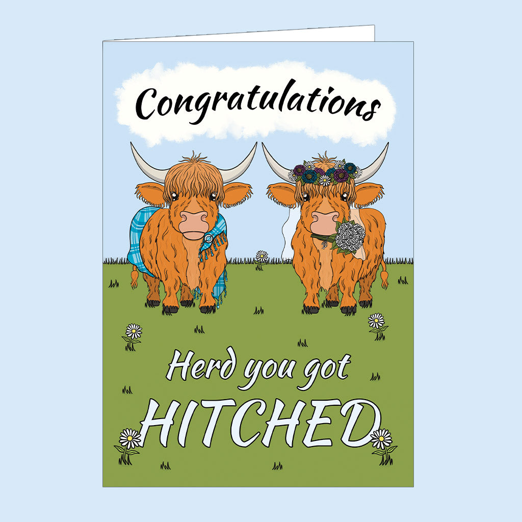 Funny Highland cow wedding card