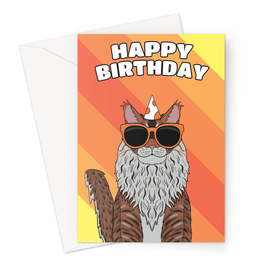 Maine Coon Cat Birthday Card 