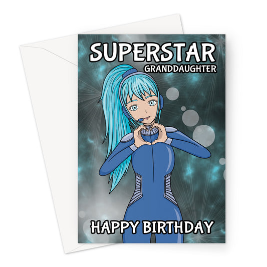 Birthday Wishes For Granddaughter - Superstar Anime Girl Card