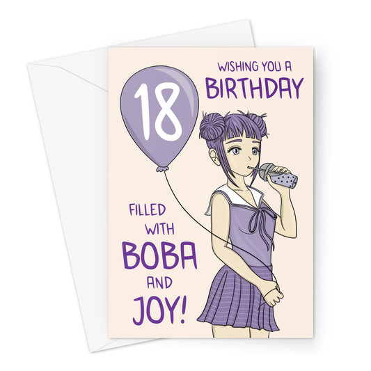 Cute 18th Birthday Card For An Anime Loving Girl