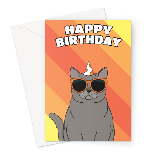 British Short Haired Cat Birthday Card
