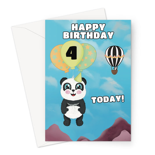 Happy 4th Birthday Cute Panda Bear