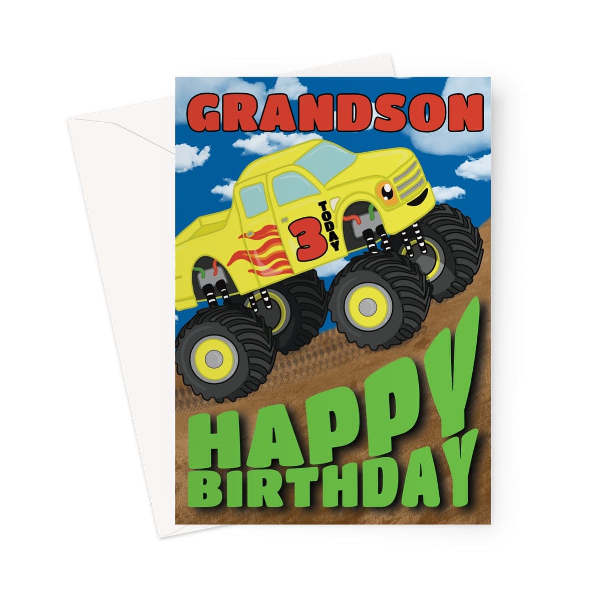3rd Birthday Card For Grandson - Monster Trucks