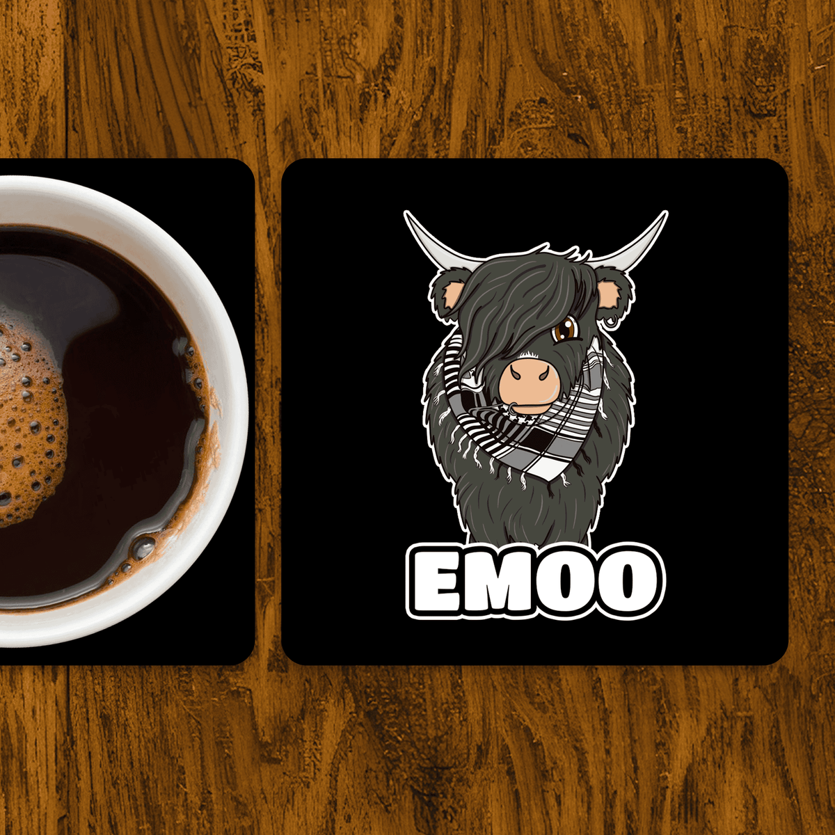 EMOO - Gothic Highland Cow Drink Coaster Cupsie's Creations