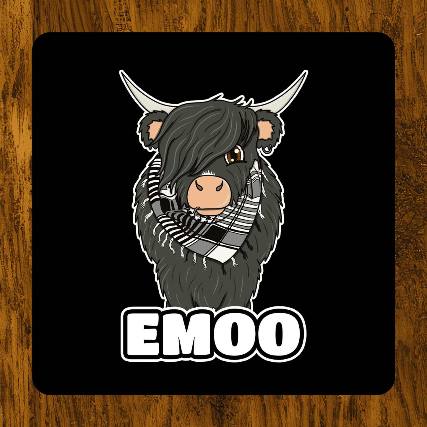 EMOO - Gothic Highland Cow Drink Coaster Cupsie's Creations