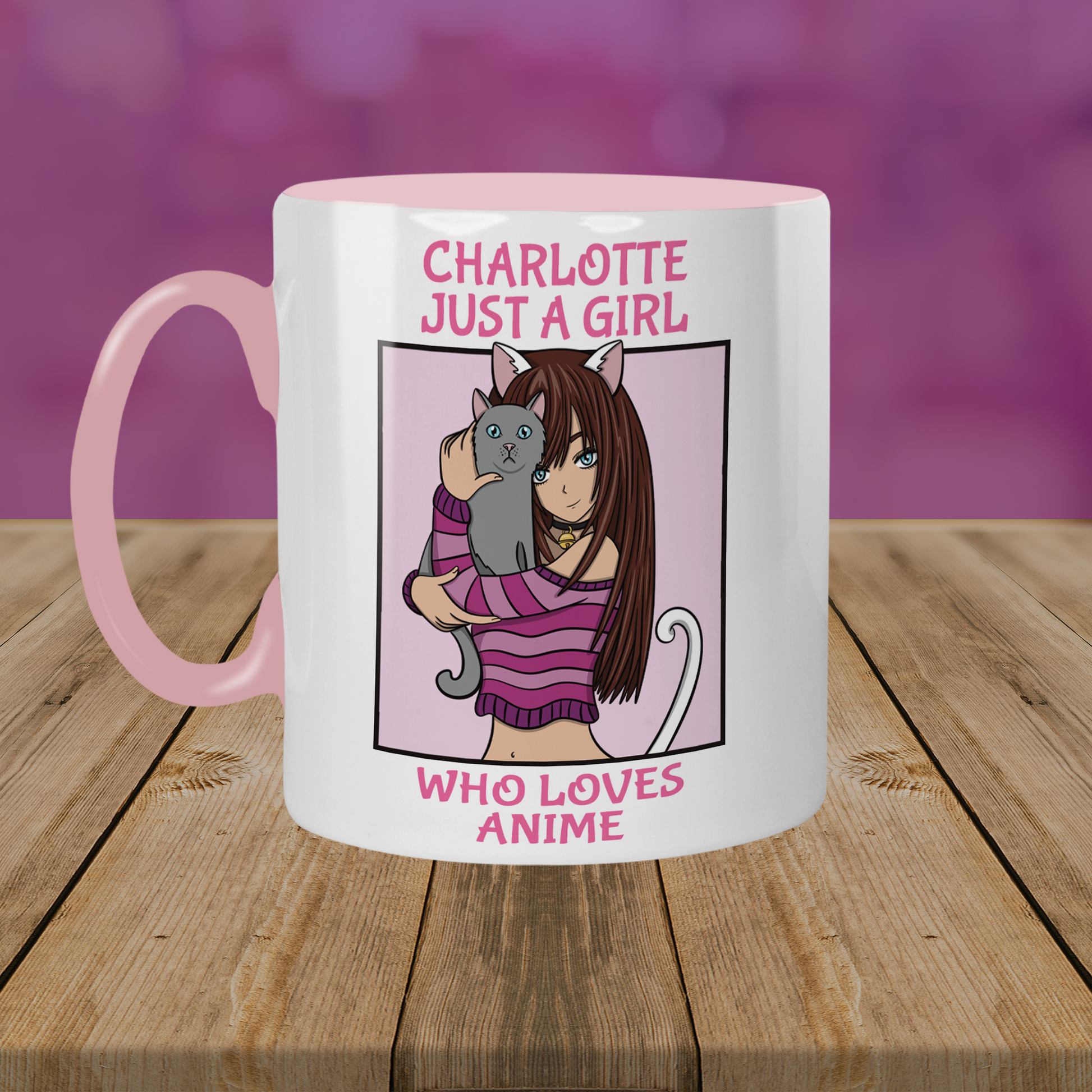 Personalised Anime Girl Tea & Coffee Mug - Just A Girl Who Loves Anime - Front