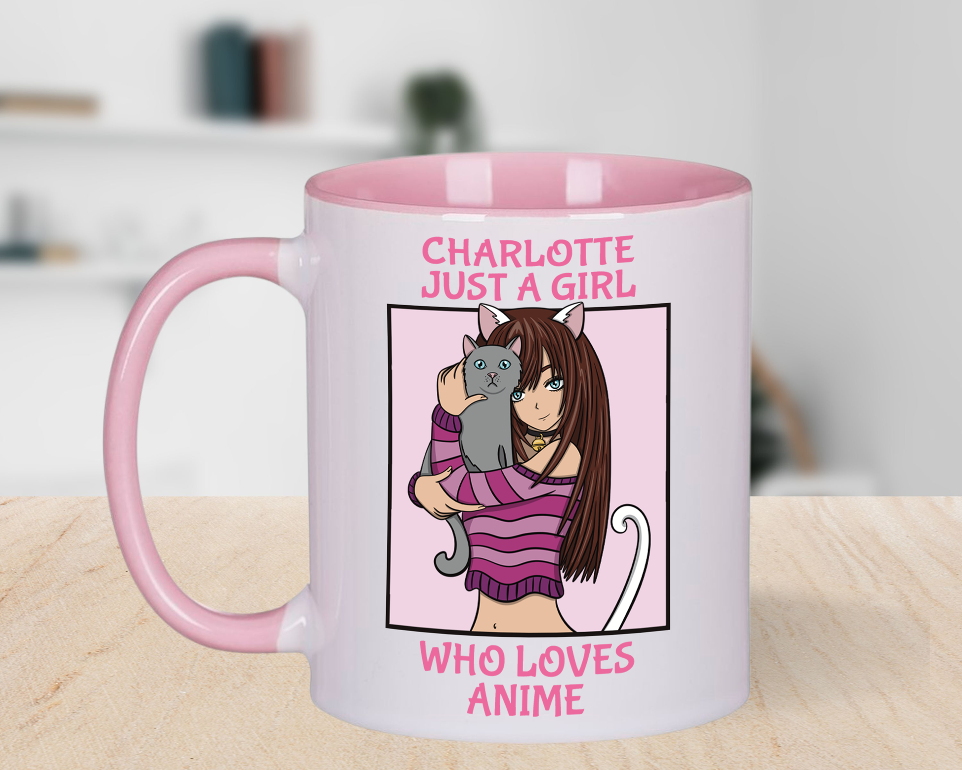 Personalised Anime Girl Tea & Coffee Mug - Just A Girl Who Loves Anime - Front