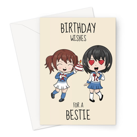 Best Friend Birthday Card - Cute Chibi Girls