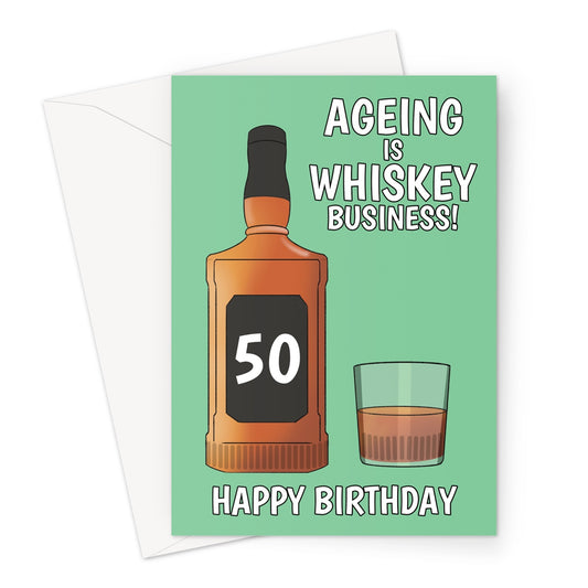 Bourbon Whiskey-Themed 50th Birthday Card