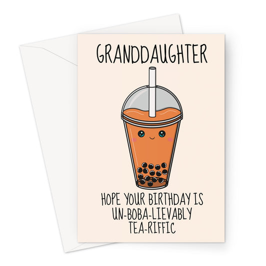 Granddaughter Birthday Card - Cute Bubble Tea