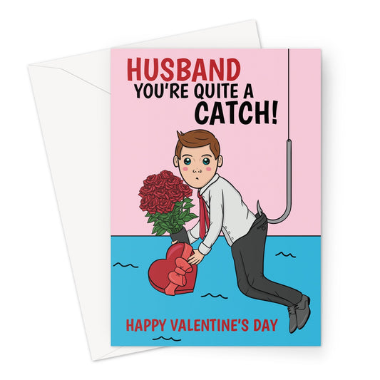 Funny Valentine's Day card for a Husband who is a fisherman