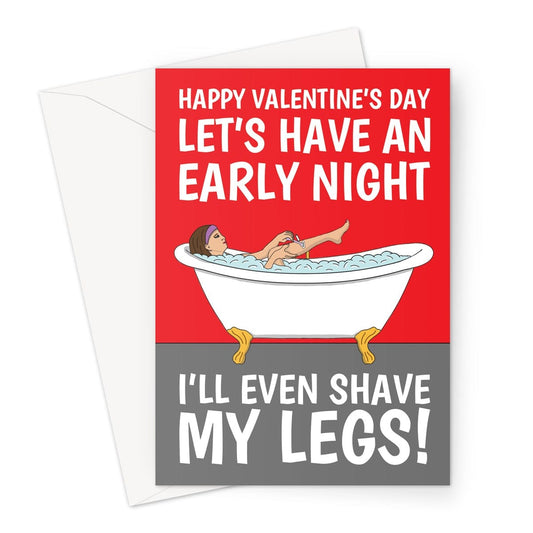 Happy Valentine's Day Card - Funny Early Night Naughty Joke - A5 Greeting Card