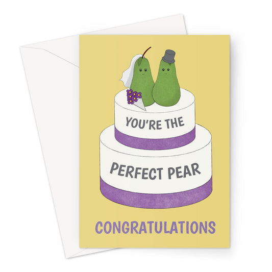 Wedding Congratulations Card - Mr & Mrs Perfect Pear Pun - A5 Greeting Card