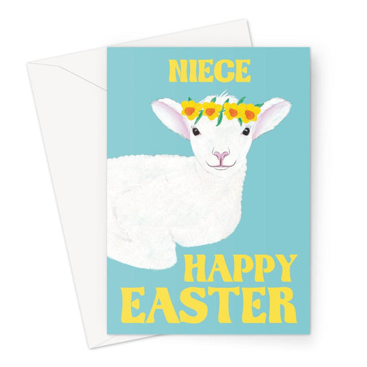 A cute easter lamb Happy Easter greeting card for a Niece.