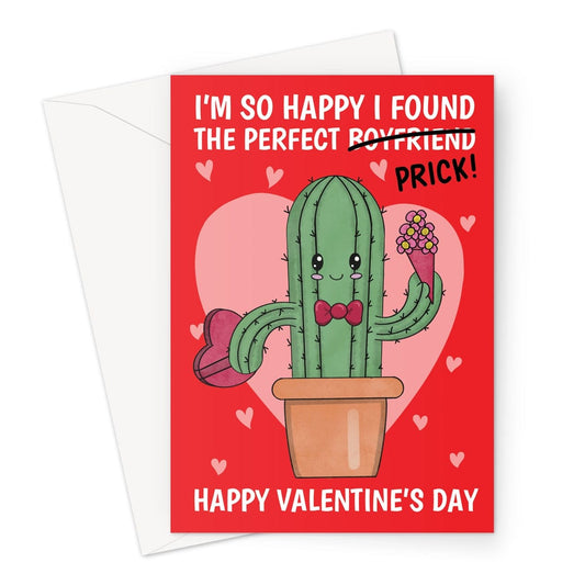 Funny Boyfriend Valentine's Day Card - Perfect Prick Cactus Pun