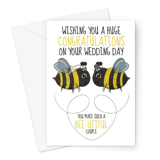 A cute bee couple wedding day congratulations card. To a beautiful couple.