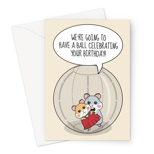 A funny Hamster themed birthday card.