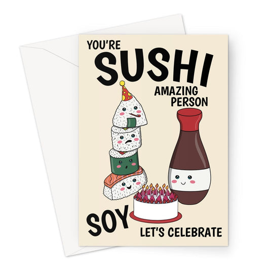Sushi themed birthday card for a friend.