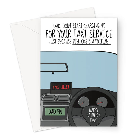 Funny Father's Day Card For Dad, Dad's Taxi Joke.