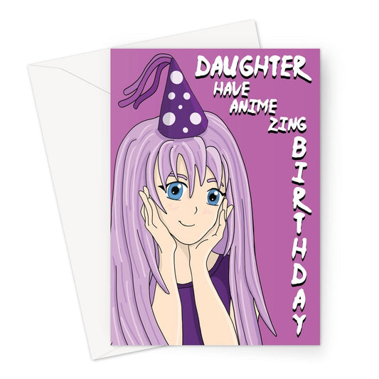 Happy Birthday Card For Daughter - Anime Style - A5 Greeting Card