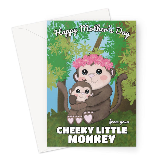 A cute cheeky monkey mother's day card.