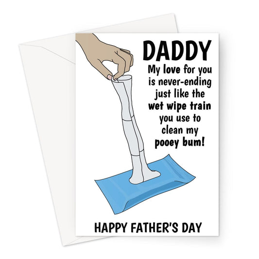 Happy Father's Day Card - Funny Wet Wipe Joke  - A5 Greetings Card