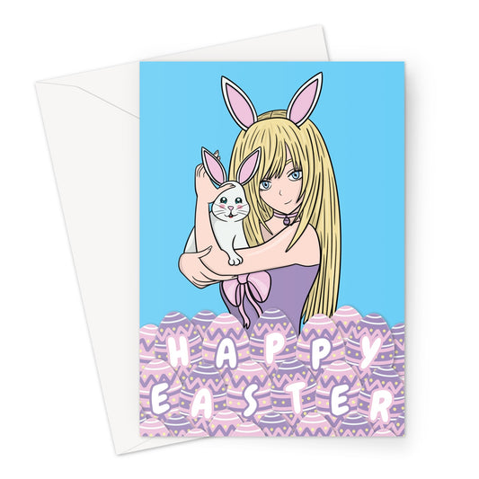 Cute anime girl Easter card