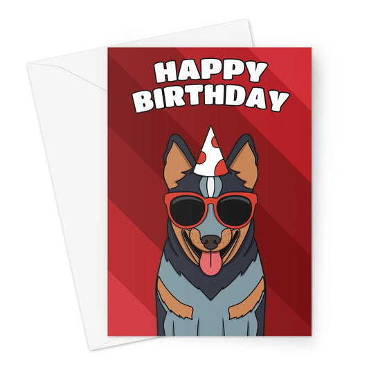 Blue Heeler Dog Birthday Card A5