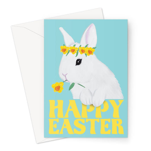 A cute easter bunny Happy Easter greeting card.