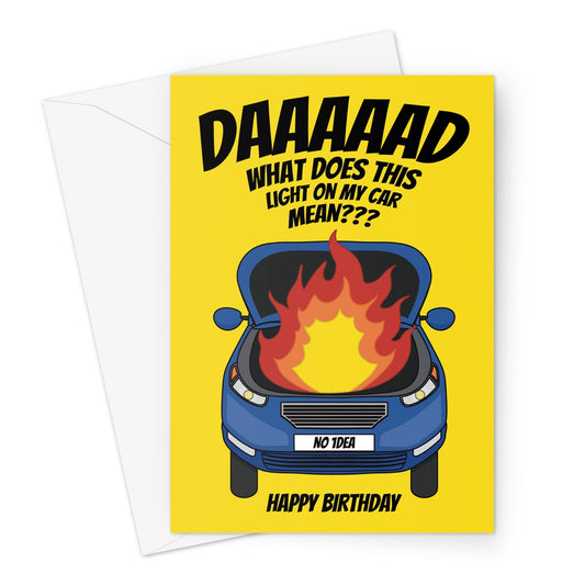 Funny car-themed birthday card for Dad