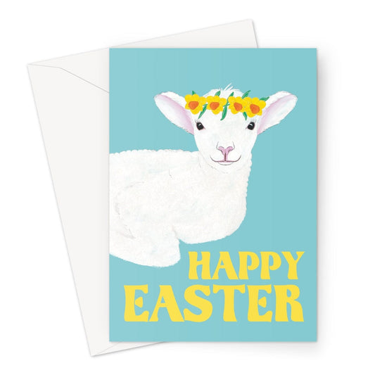 A cute easter lamb Happy Easter greeting card.