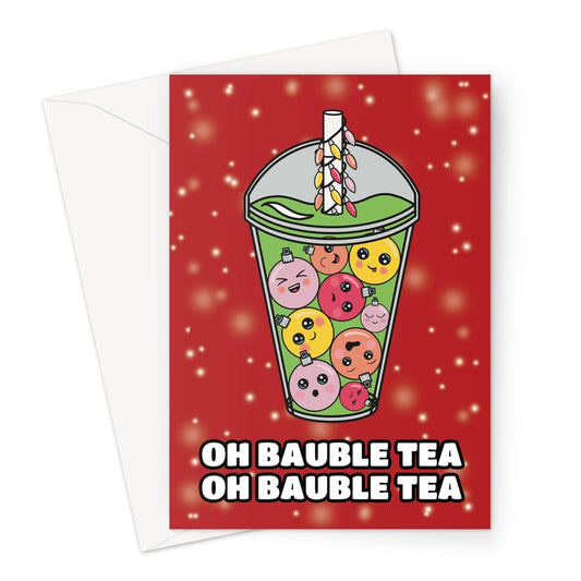 Funny Bubble Tea Christmas Card, Oh Bauble Tea