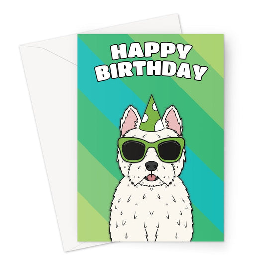 Cute Western Terrier Dog Birthday Card A5