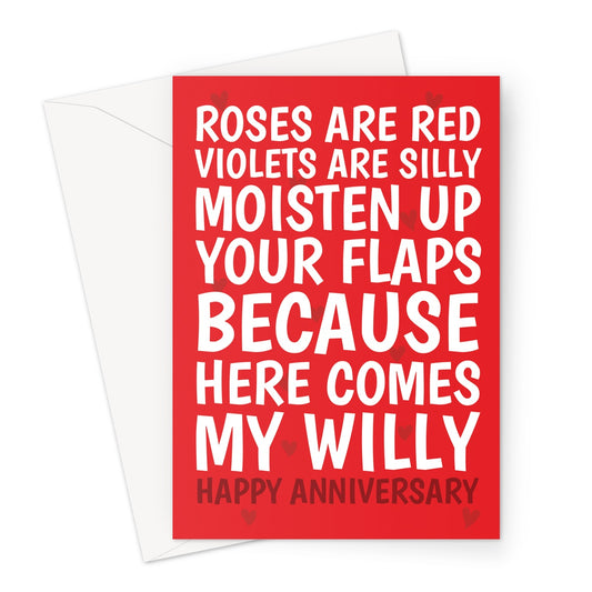 Rude roses are red poem Anniversary Card for Wife