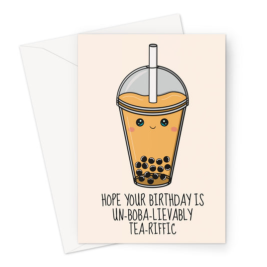 Cute Boba Tea Birthday Card