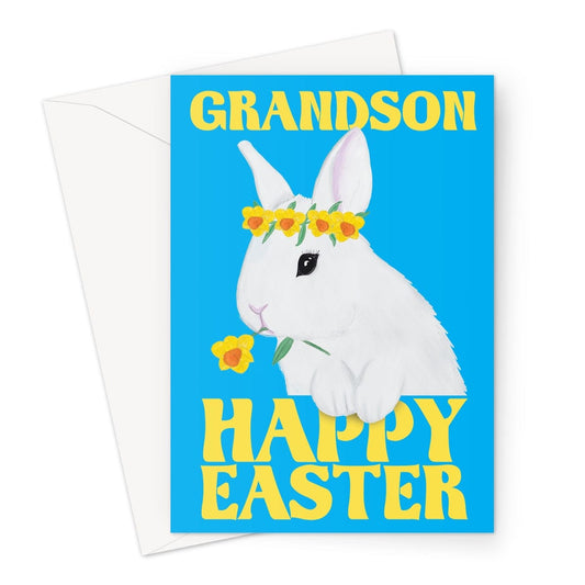 A cute easter bunny Happy Easter greeting card for a Grandson.