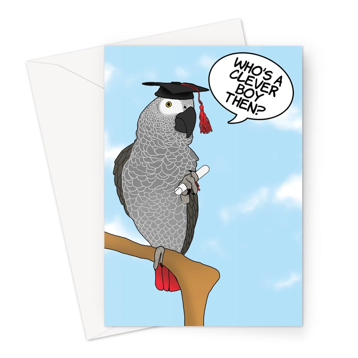 Congratulations Card - Funny Graduation Who's A Clever Boy? Cupsie's Creations