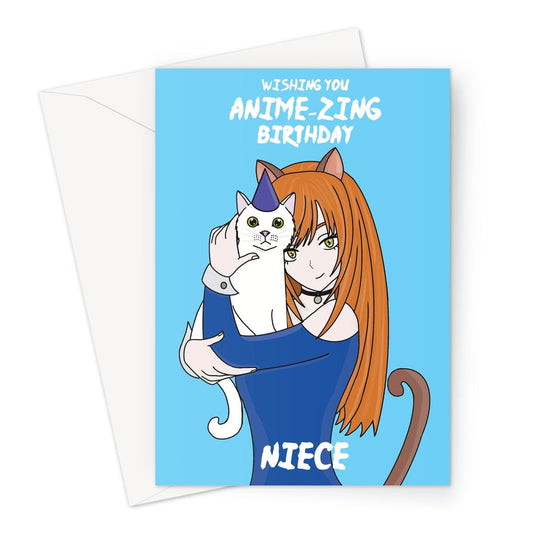Happy Birthday Card For Niece- Anime & Manga Cat Girl - A5 Greetings Card