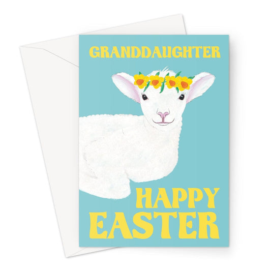 A cute easter lamb Happy Easter greeting card for a Granddaughter.