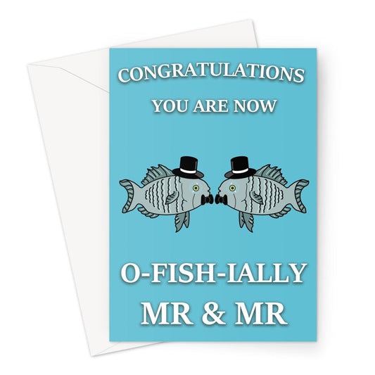 Wedding Congratulations Card - Mr & Mr O-Fish-Ially - A5 Greeting Card