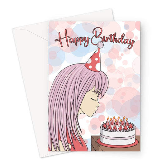 A cute anime girl birthday card.
