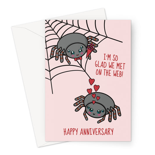Cute spider online dating anniversary card