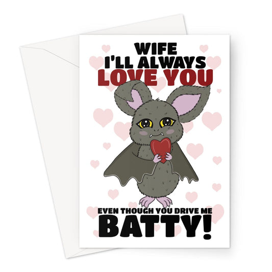 Cute Bat Wife Valentine's Card Greeting Card