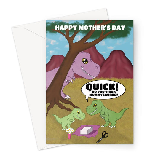 A funny T-rex dinosaur themed Mother's Day card.