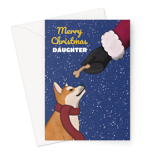 Merry Christmas Card For Daughter - Shiba Inu Dog - A5 Greeting Card