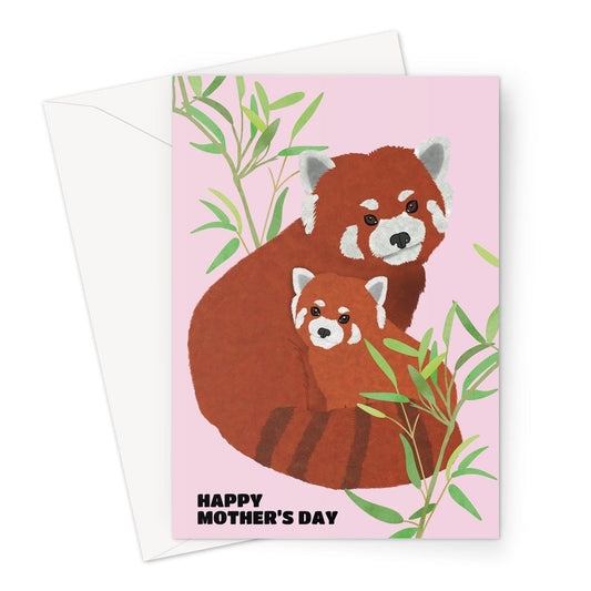Cute Red Panda Mother's Day art card.