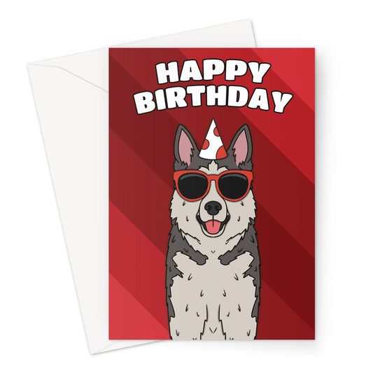 Husky Dog Birthday Card A5