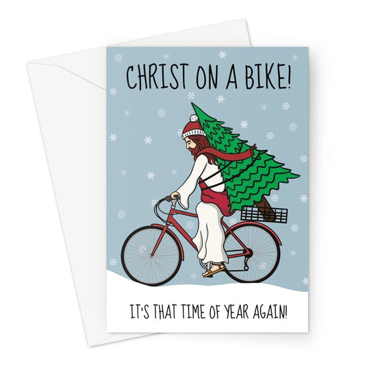 Christ On A Bike Christmas Card.
