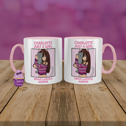 Personalised Anime Girl Tea & Coffee Mug - Just A Girl Who Loves Anime