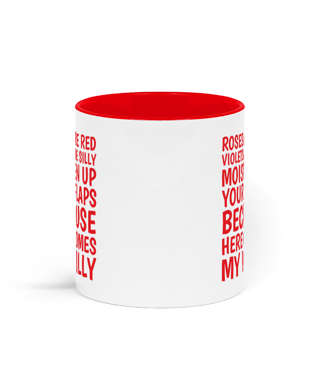 Roses Are Red Cheeky Adult Humour Mug – Red Handle & Interior